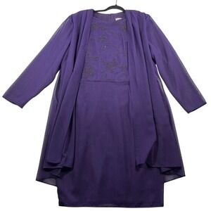 VTG Purple Dress & Jacket Set Beaded Party Formal Outfit‎ Size 16
